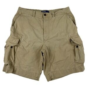 Polo Ralph Lauren 67 Chino Cargo Shorts Beige Distressed Men's 35 10" Inseam